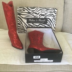 Red Sequin Boots
